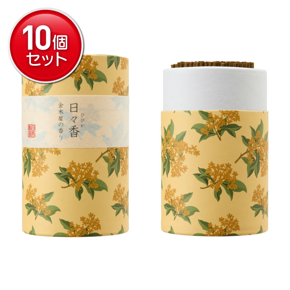 【最安挑戦！まとめ買い×10点セット】日本香堂 筒型線香 日々香 金木犀の香り 95g