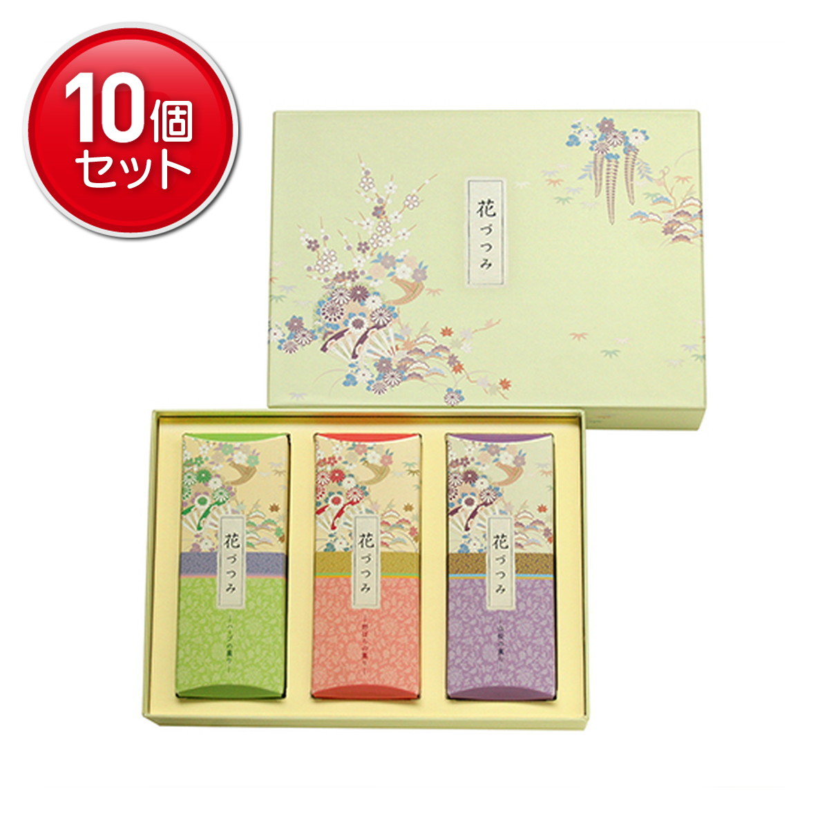 【最安挑戦!まとめ買い×10点セット】日本香堂 花づつみ 進物 3種入 線香