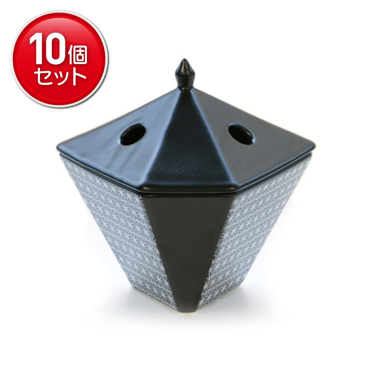 【最安挑戦！まとめ買い×10点セット】日本香堂 縁香炉 麻文様 黒