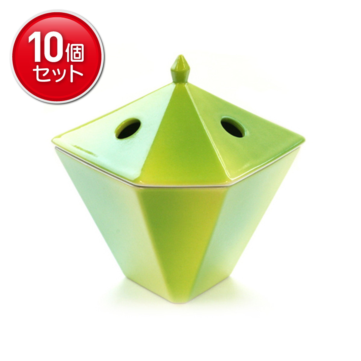 【最安挑戦！まとめ買い×10点セット】日本香堂 縁香炉 黄緑