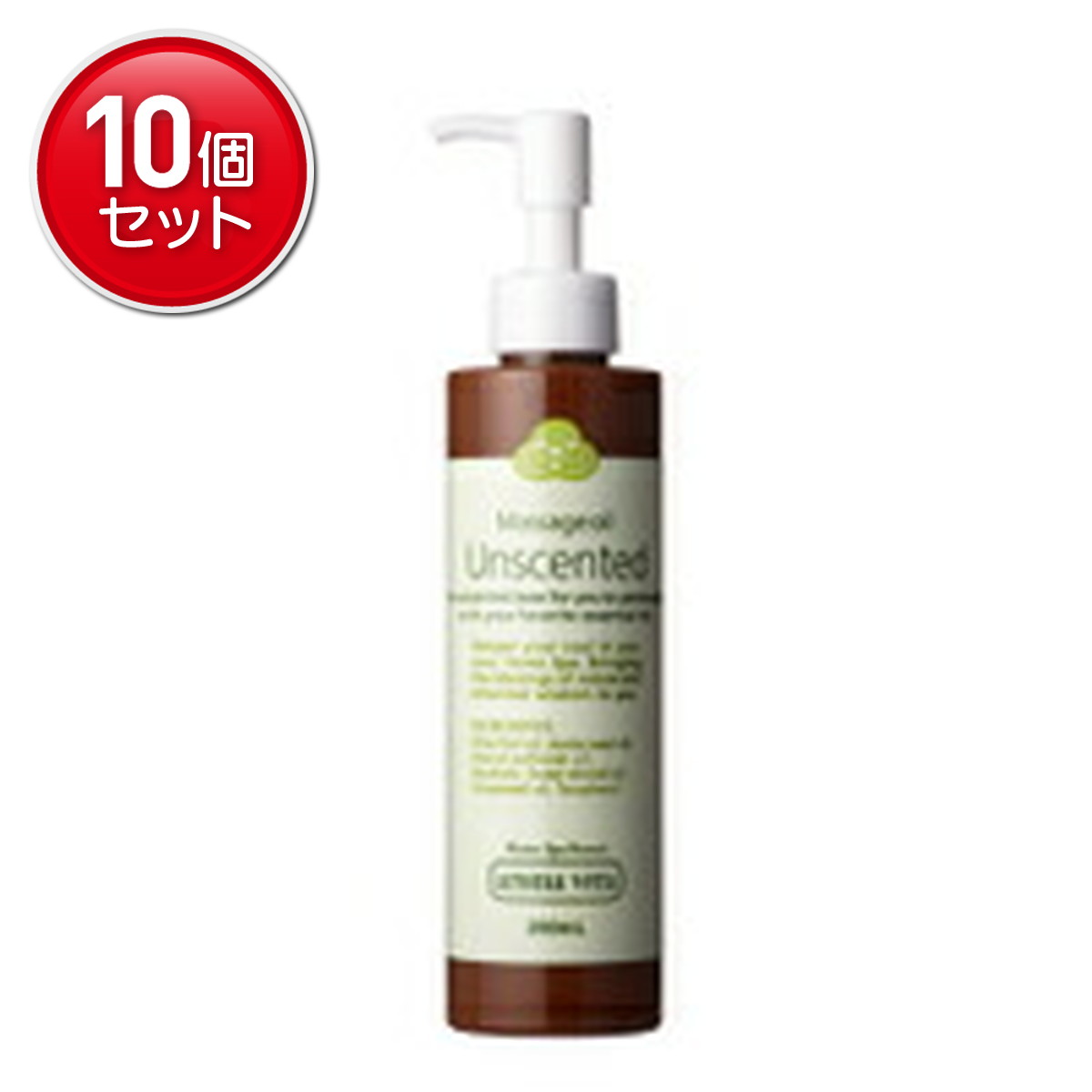 【最安挑戦！まとめ買い&times;10点セット】日本香堂 アロマベラ マッサージオイル アンセンテッド 200ml 　(4902125893542)｜姫路流通センター