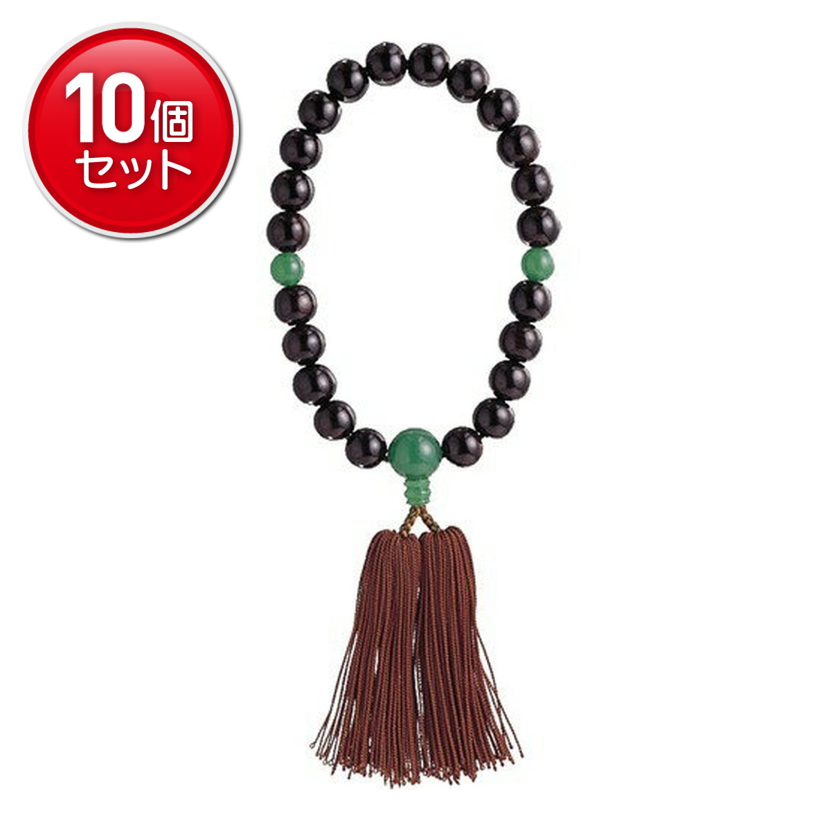 【最安挑戦！まとめ買い&times;10点セット】日本香堂 念珠 紳士用 縞黒檀｜姫路流通センター