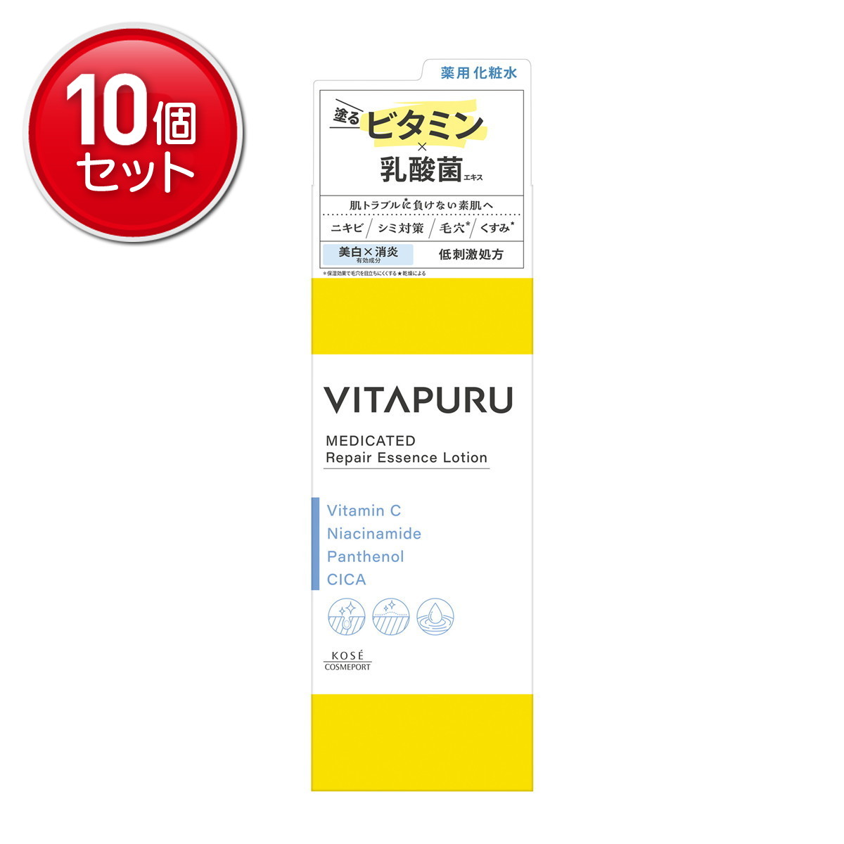 【最安挑戦！まとめ買い&times;10点セット】コーセーコスメポート ビタプル リペア エッセンスローション 200ml 薬用化粧水｜姫路流通センター