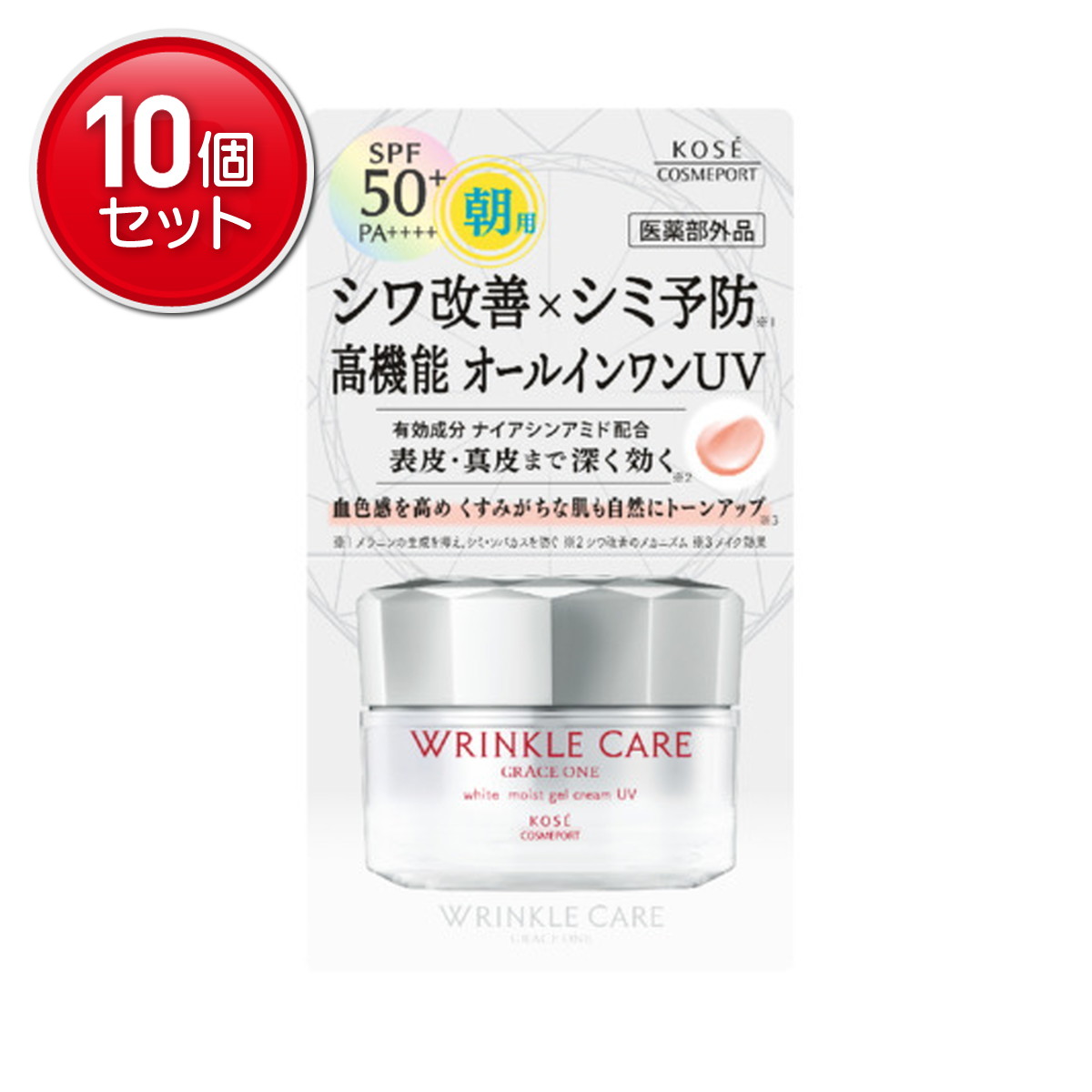 【最安挑戦！まとめ買い&times;10点セット】コーセーコスメポート グレイスワン リンクルケア ホワイト モイストジェルクリーム UV 60g 医薬部外品｜姫路流通センター 19,724円
