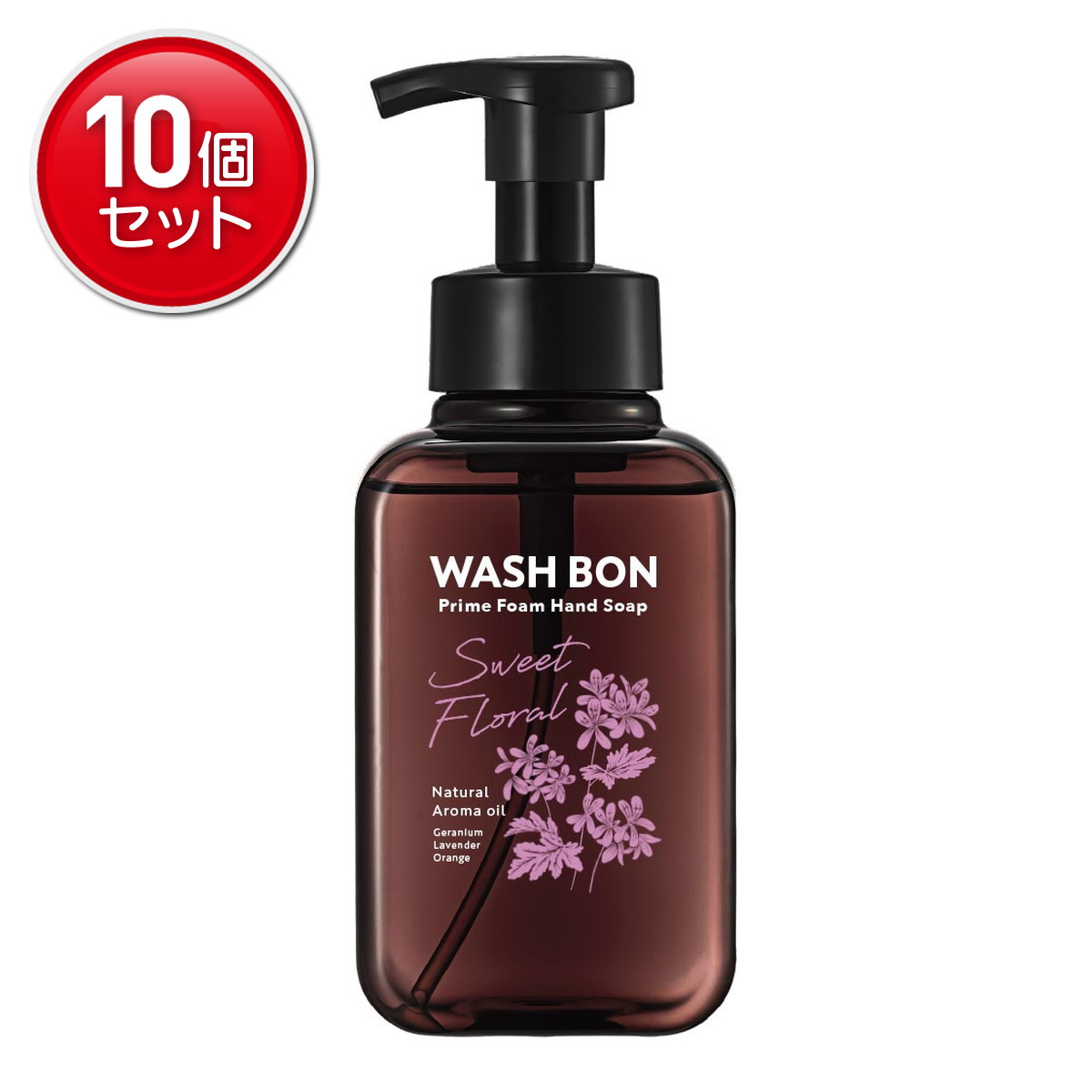 【最安挑戦！まとめ買い×10点セット】サラヤ ウォッシュボン プライムフォーム ハンドソープ スイートフローラル 本体 500mL