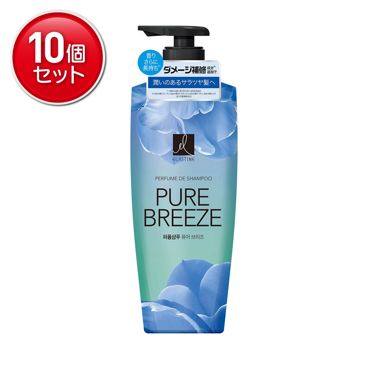 【最安挑戦！まとめ買い×10点セット】トイレタリージャパン エラスティン パヒューム シャンプー ピュアブリーズ ローズフローラルの香り 600mL