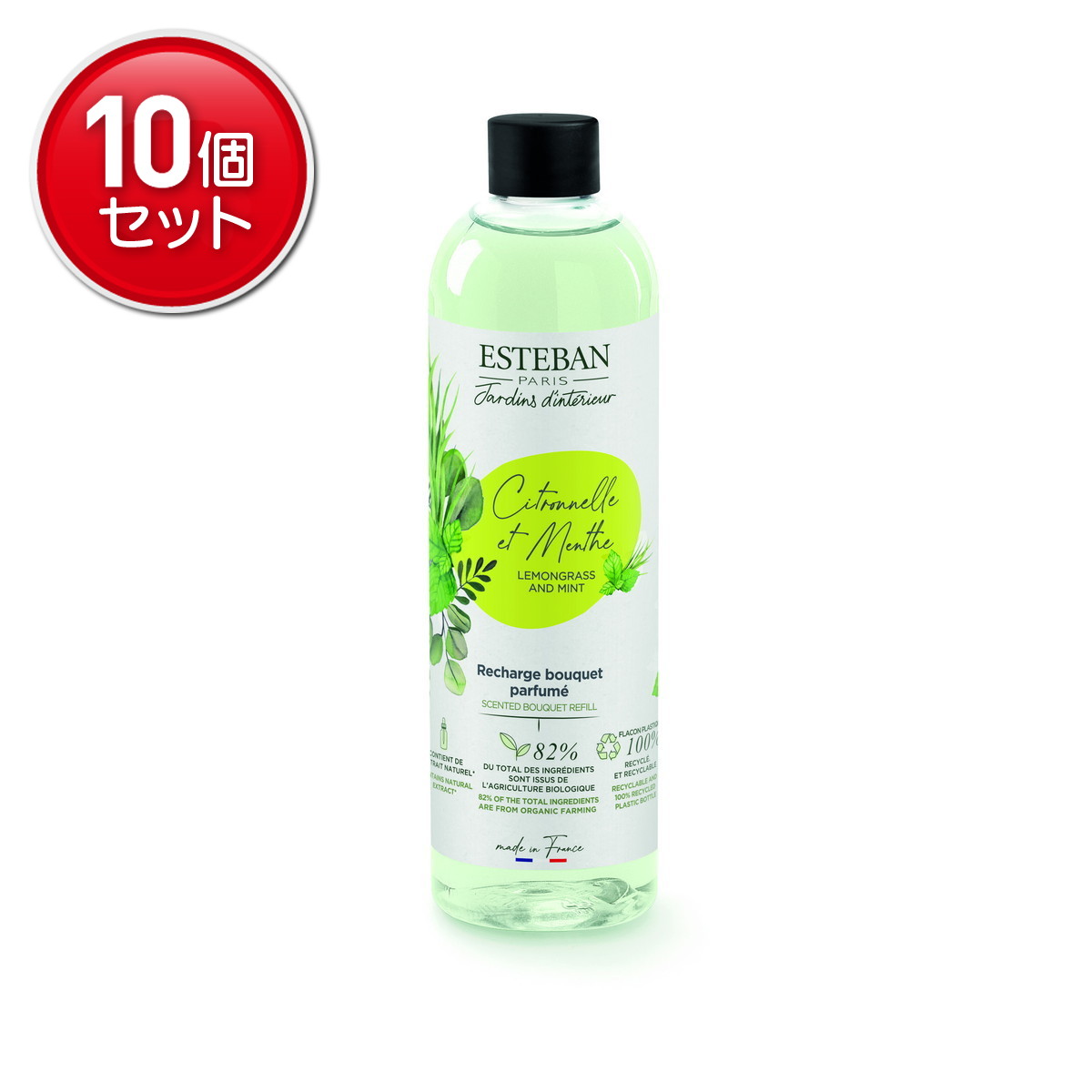 【最安挑戦！まとめ買い×10点セット】日本香堂 インテリアガーデンナチュール レモングラス&ミント フレグランスリフィル 250ml