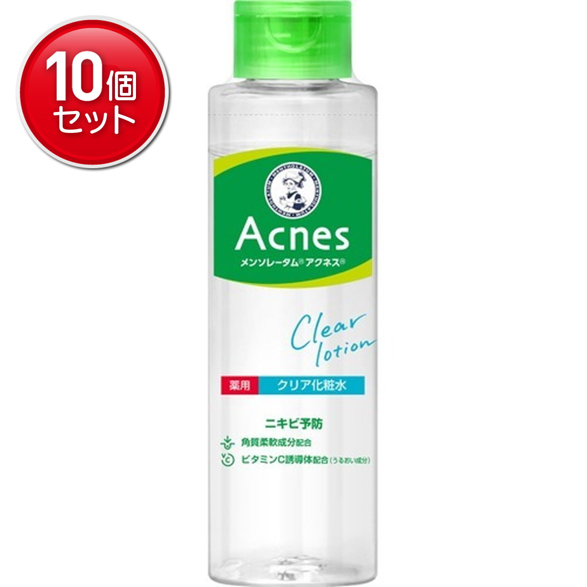 【最安挑戦！まとめ買い×10点セット】ロート製薬 メンソレータム アクネス 薬用 クリア化粧水 180ML