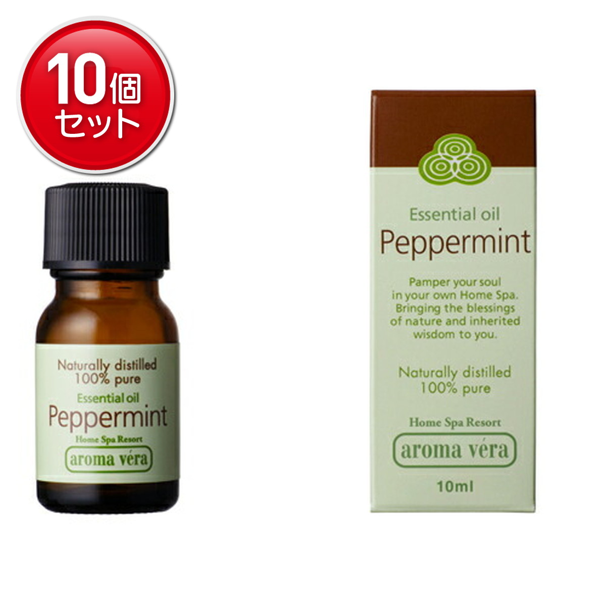 【最安挑戦！まとめ買い×10点セット】日本香堂　アロマベラ　エッセンシャルオイル　ペパーミント　10ml（4902125893368）