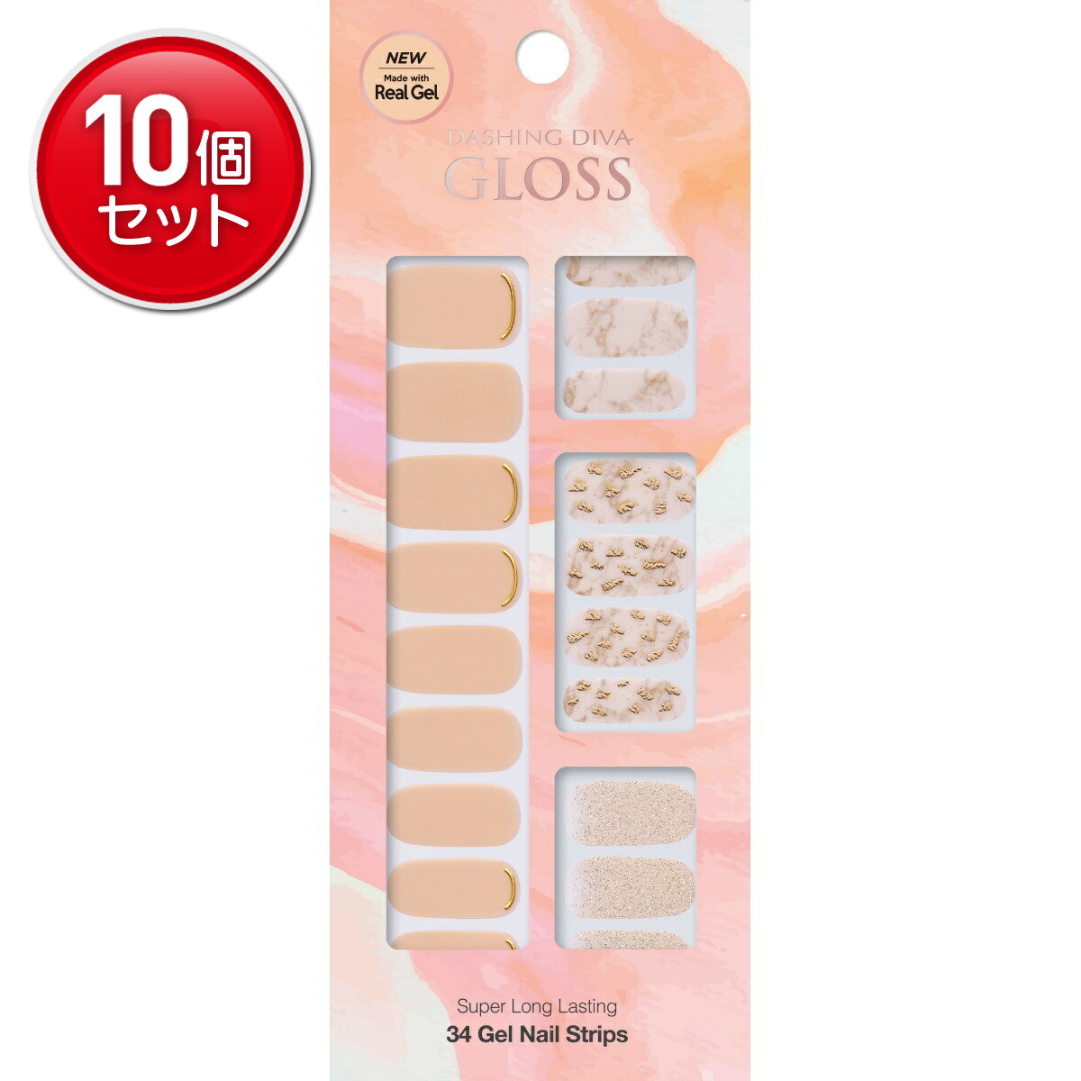 【最安挑戦！まとめ買い×10点セット】ダッシングディバ グロスジェル ネイルシール GVP163 JP バニラロマンス