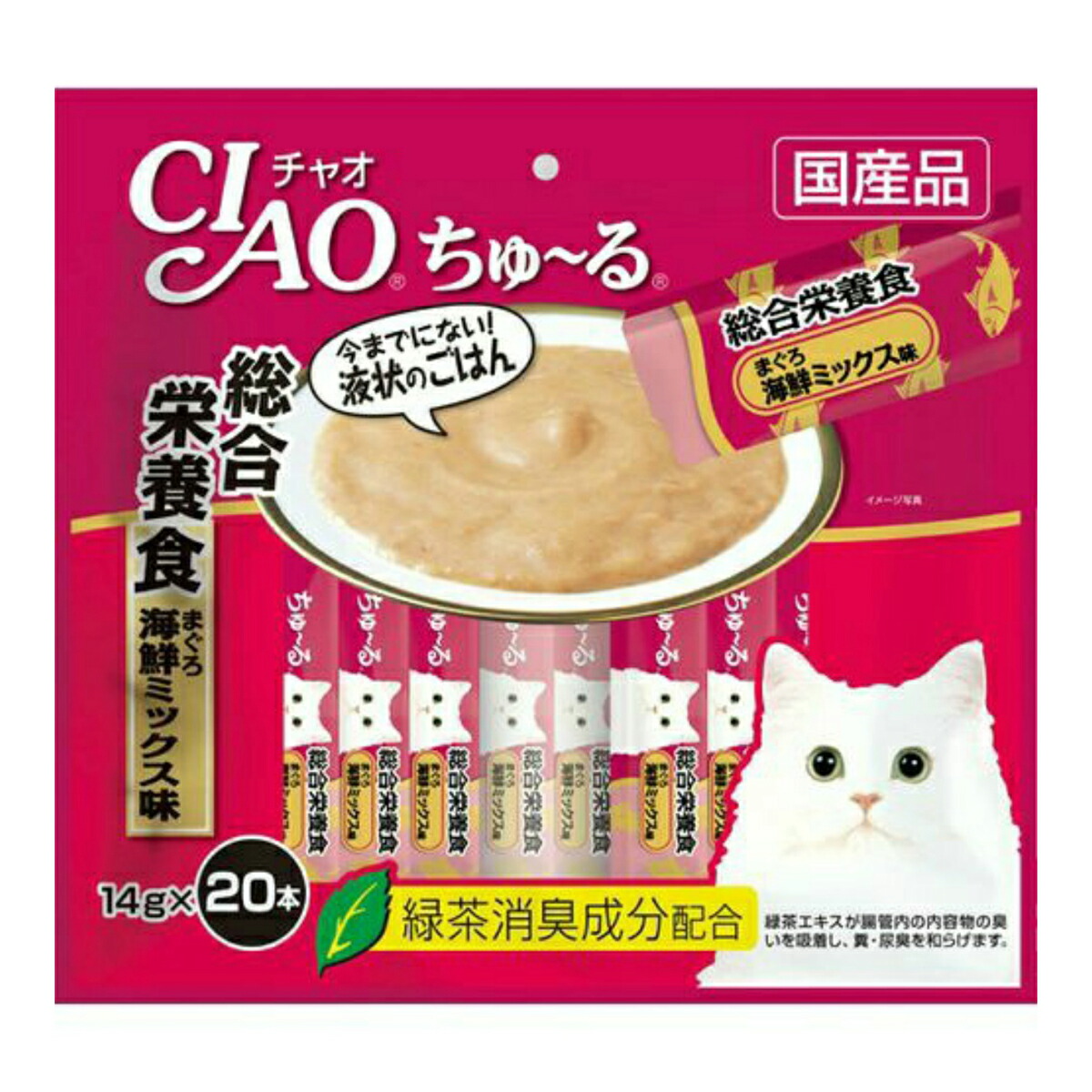 【送料込・まとめ買い×16点セット】いなば ちゅ~る 20本入り 総合栄養食 まぐろ海鮮(14g*20本入)