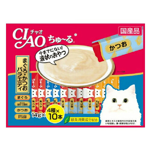 【送料込・まとめ買い×8個セット】いなば チャオちゅ~る まぐろ・かつお バラエティ 4種×10本入 13,159円