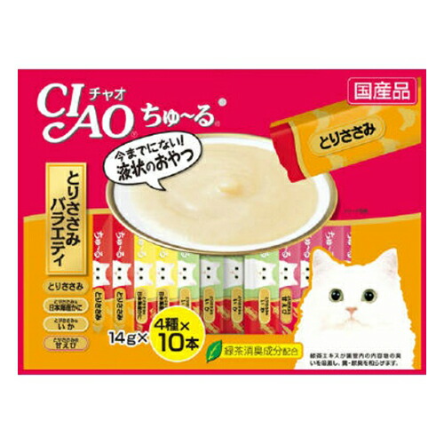 【送料込・まとめ買い×3点セット】いなば チャオちゅ~る とりささみ バラエティ 4種×10本入