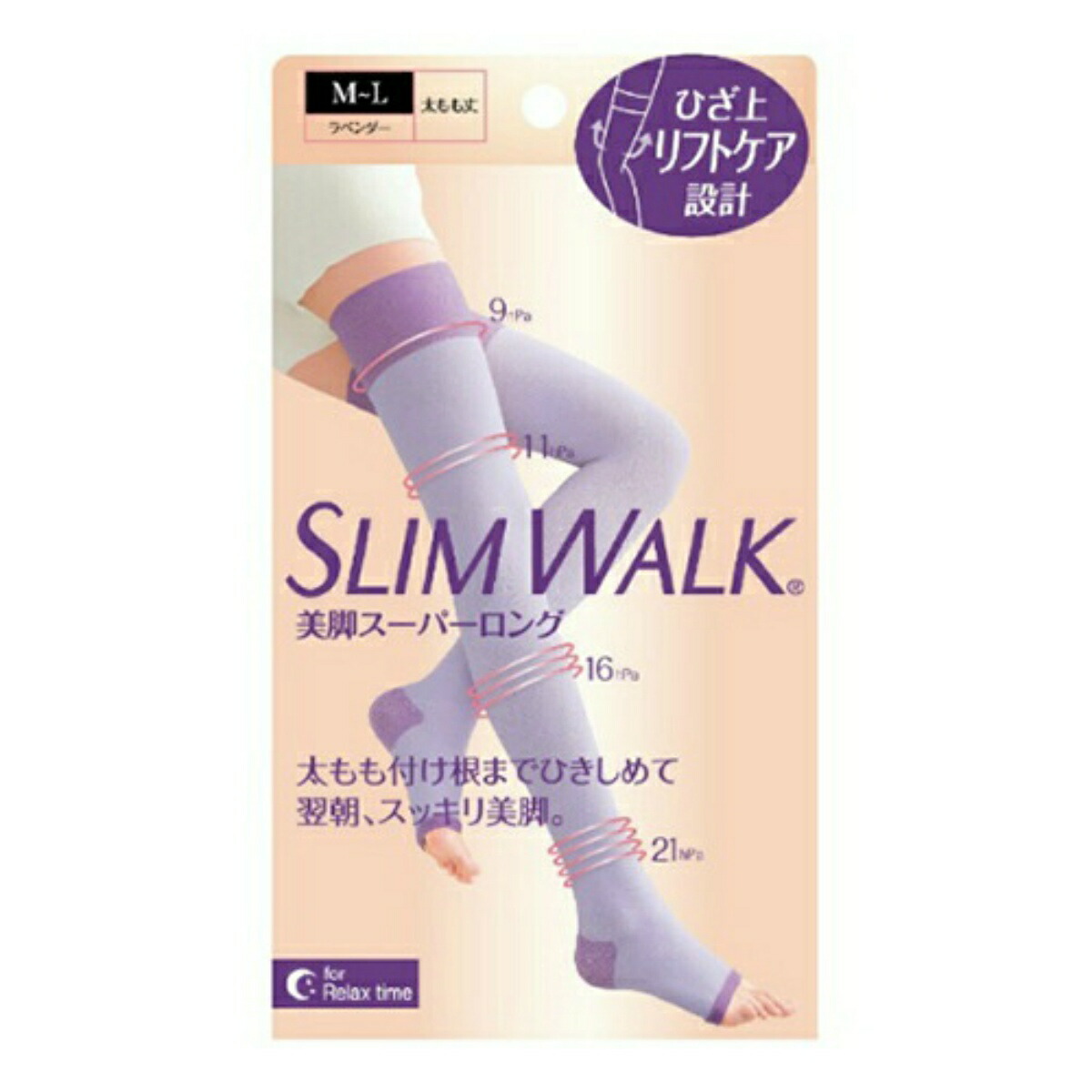 【送料込・まとめ買い&times;4点セット】ピップ スリムウォーク 美脚 スーパーロング ラベンダー M-L 1足入｜姫路流通センター