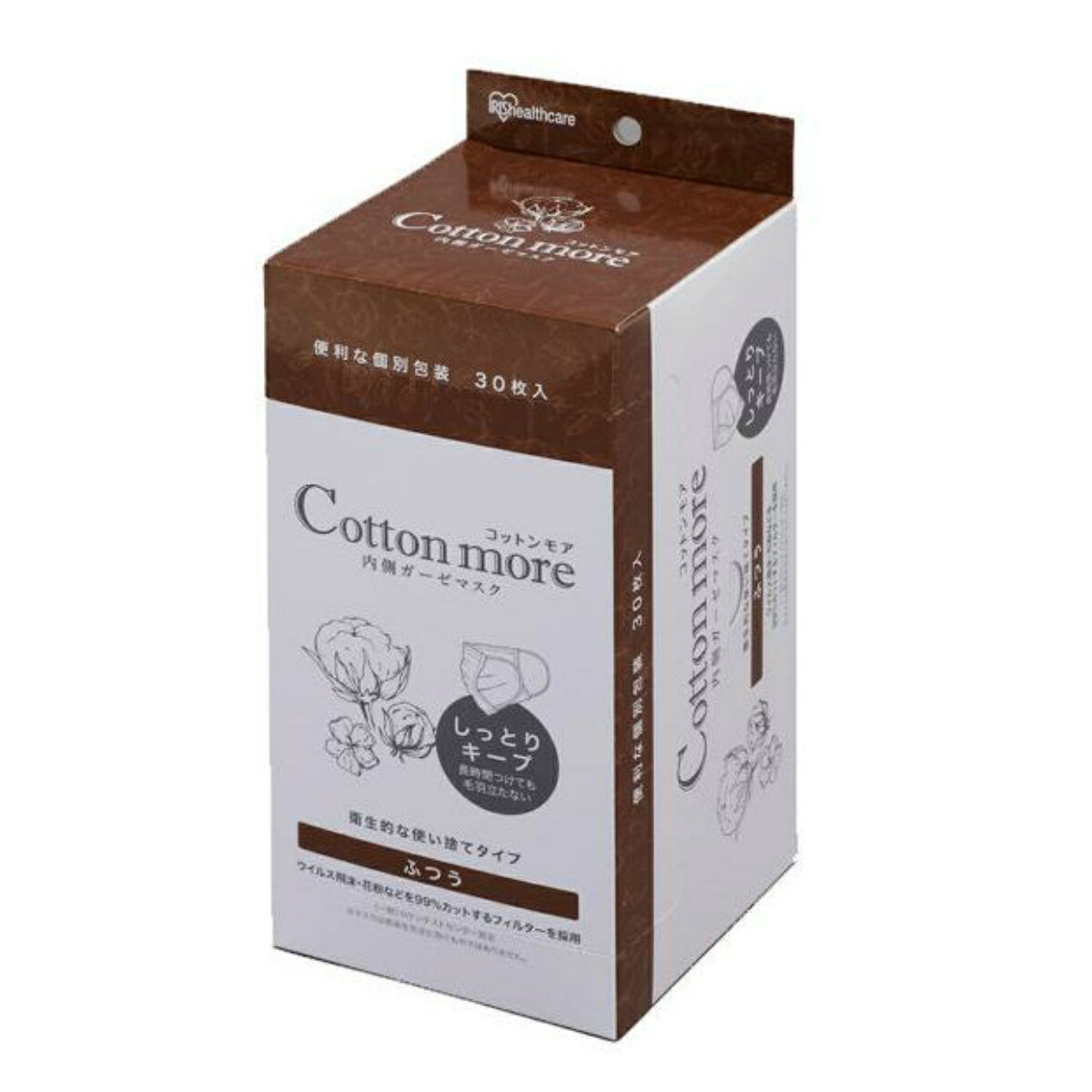 【送料込・まとめ買い×10】アイリスオーヤマ Cottonmore コットンモア 内側ガーゼマスク ふつう 30枚×10個セット （4967576369985）