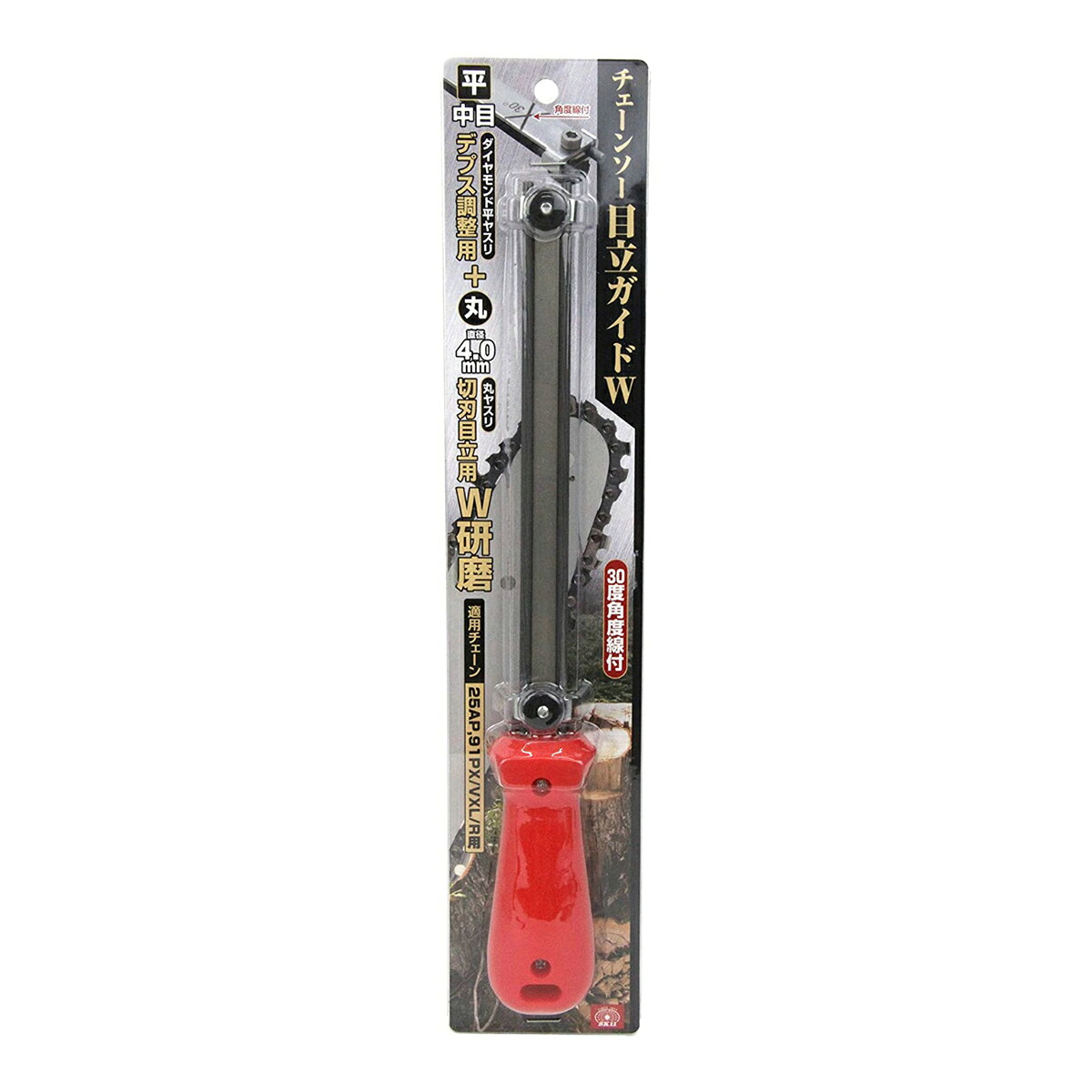 【送料込・まとめ買い&times;10個セット】藤原産業 SK11 チェーンソー 目立てガイド W研磨 4.0MM 中目30度角度線付き｜姫路流通センター