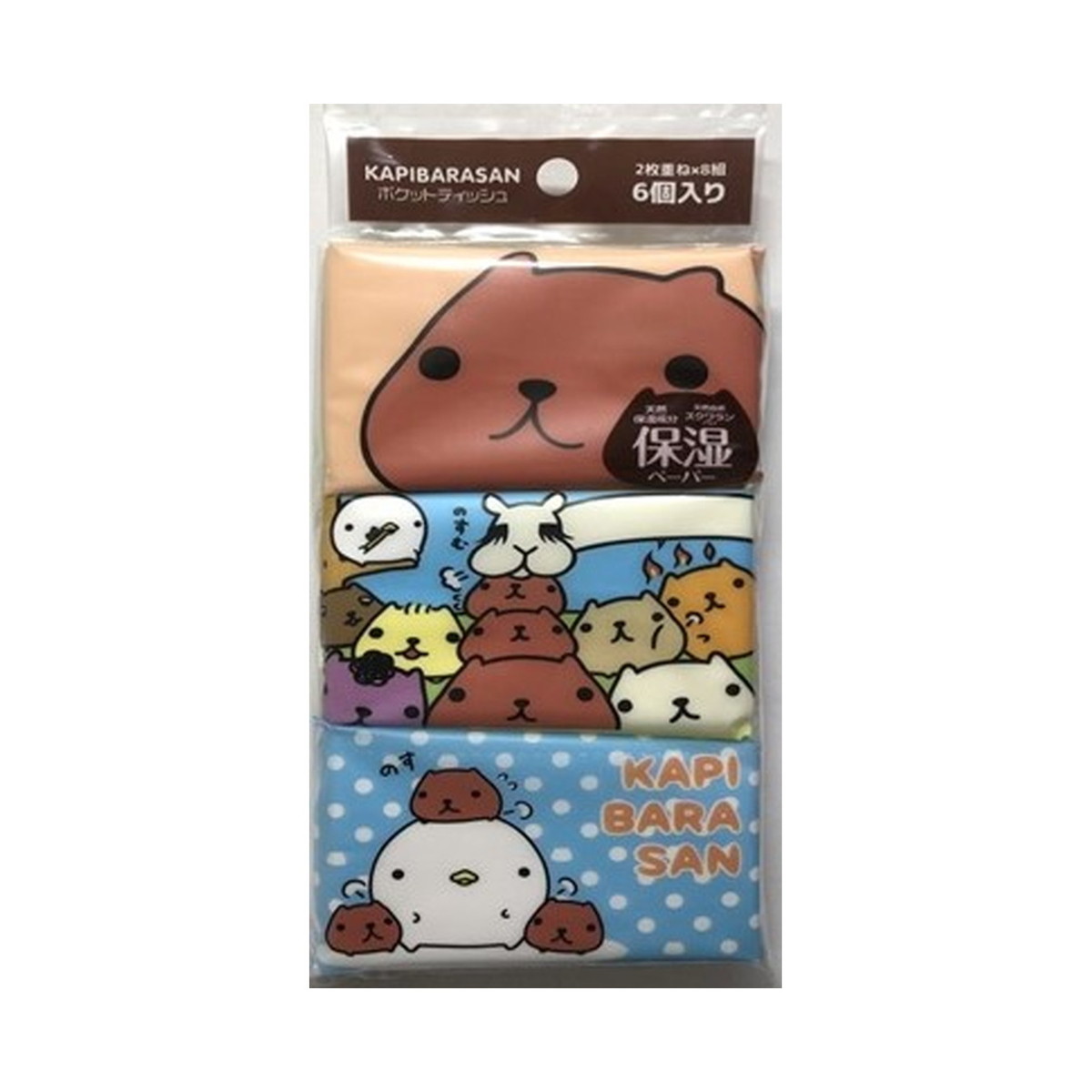 【送料込・まとめ買い×5個セット】河野製紙 カピバラさん 保湿 ミニポケットティシュ 6P ※画像はイメージです。柄は選べません画像
