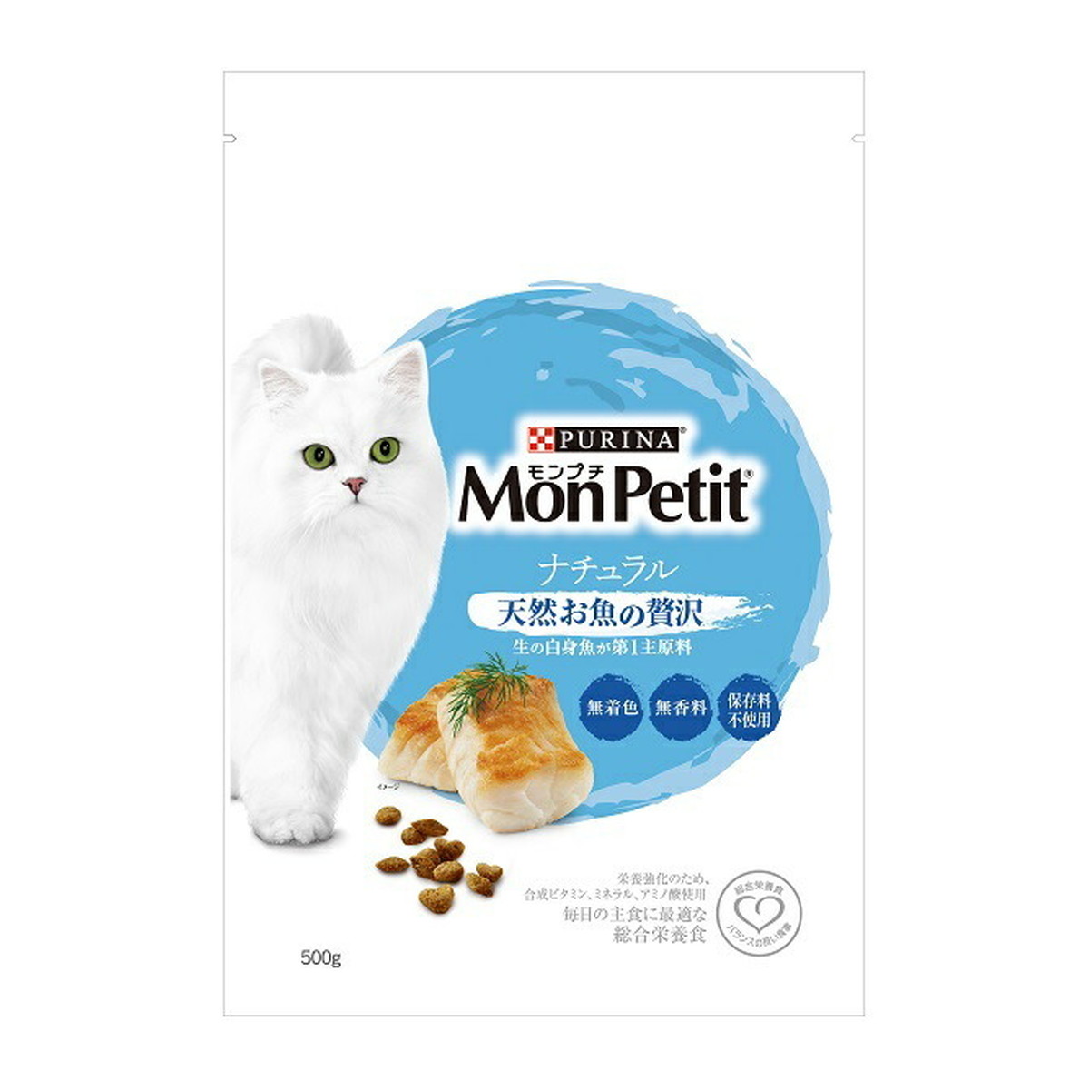 【送料込・まとめ買い×8点セット】ネスレ ピュリナ PURINA モンプチ ドライ バッグ ナチュラル 天然お魚の贅沢 500g