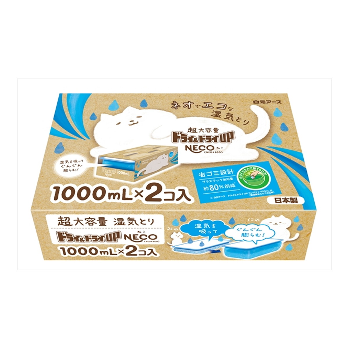 1799円 素晴らしい外見 白元アース ドライドライUP NECO 1000mL×2コ入 ×12点セット 4902407395184