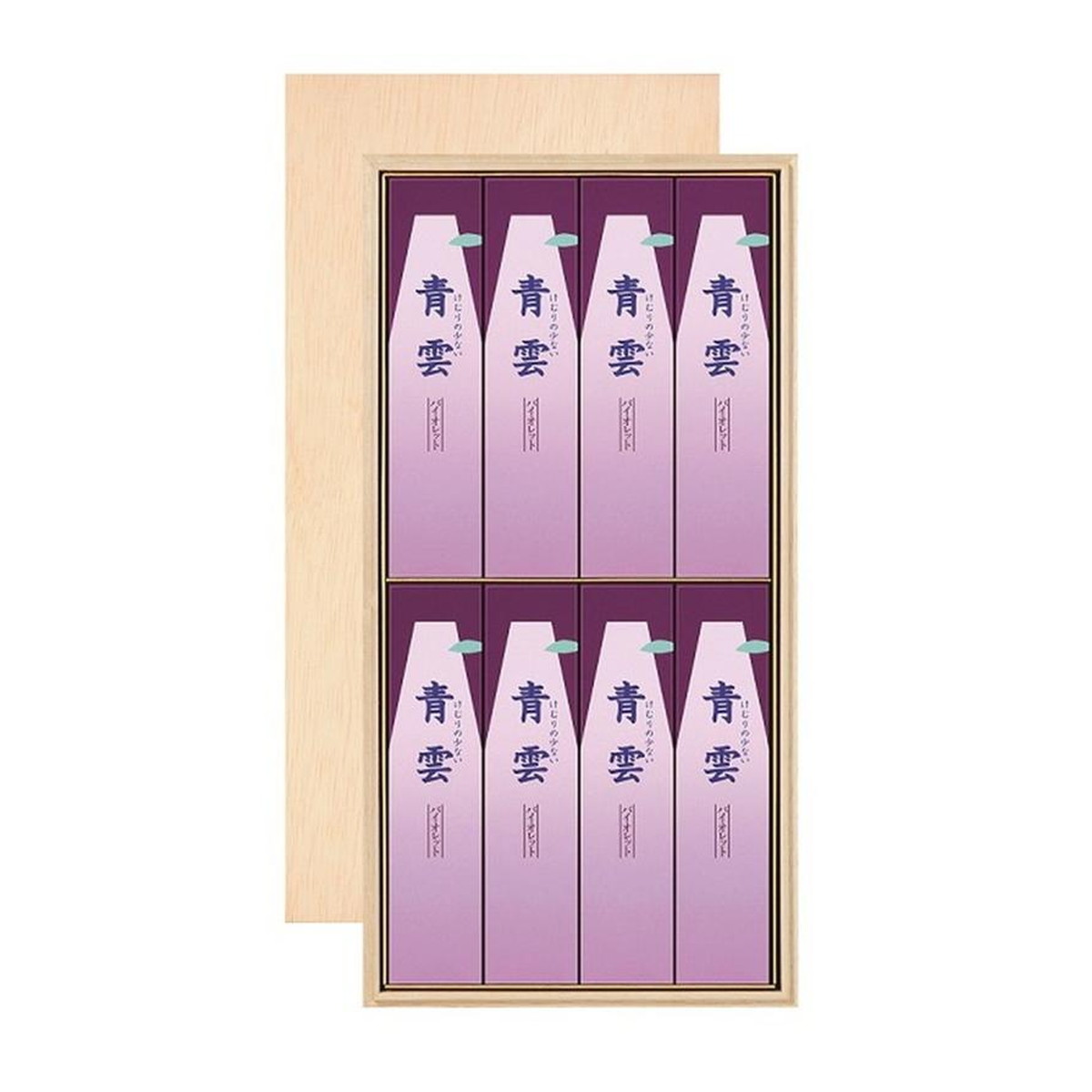 【送料込・まとめ買い×8点セット】日本香堂 青雲 バイオレット 進物用 木箱サック 8入 包装品 お線香