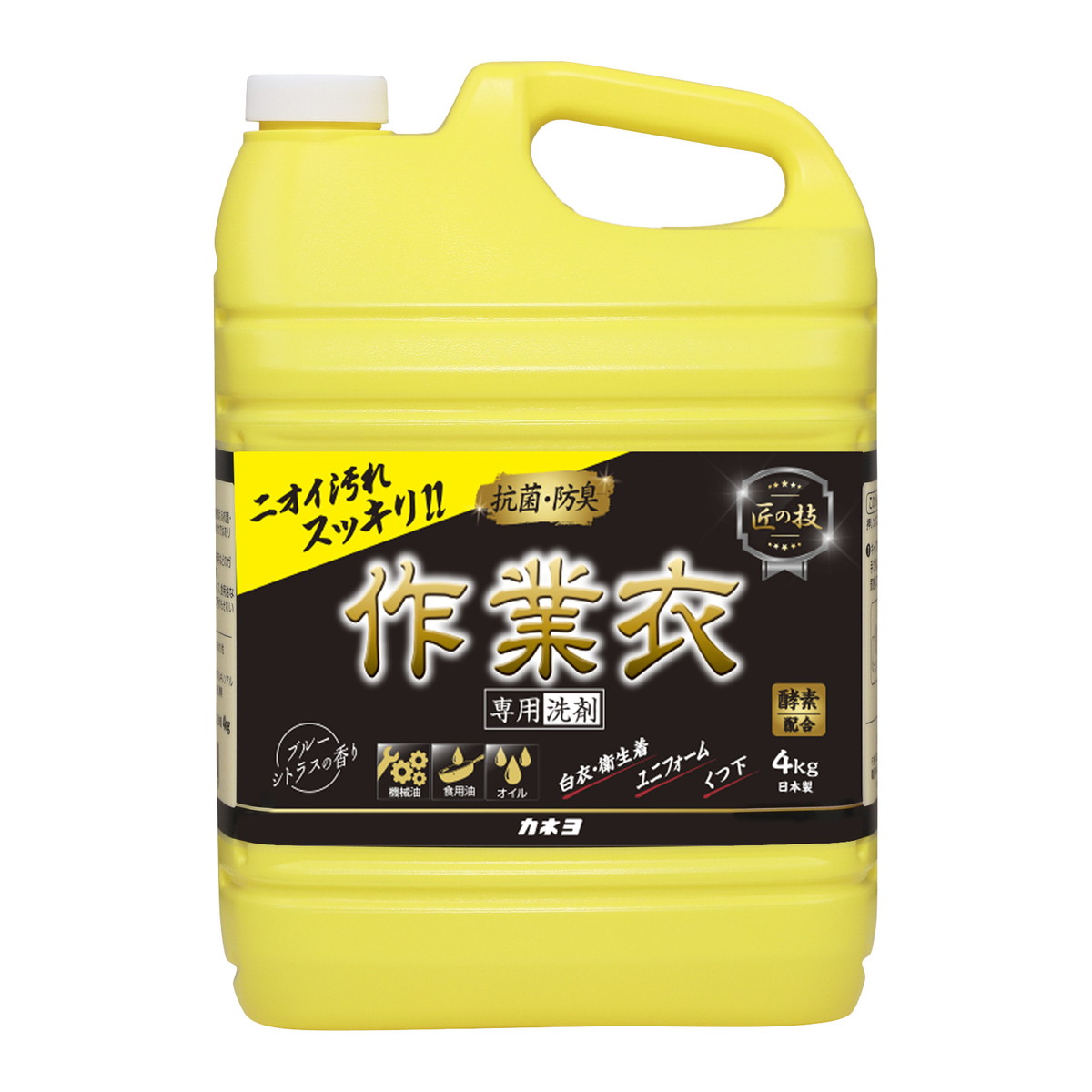 【送料込・まとめ買い×6点セット】カネヨ石鹸 匠の技 液体 作業衣専用洗剤 4kg 洗たく用洗剤