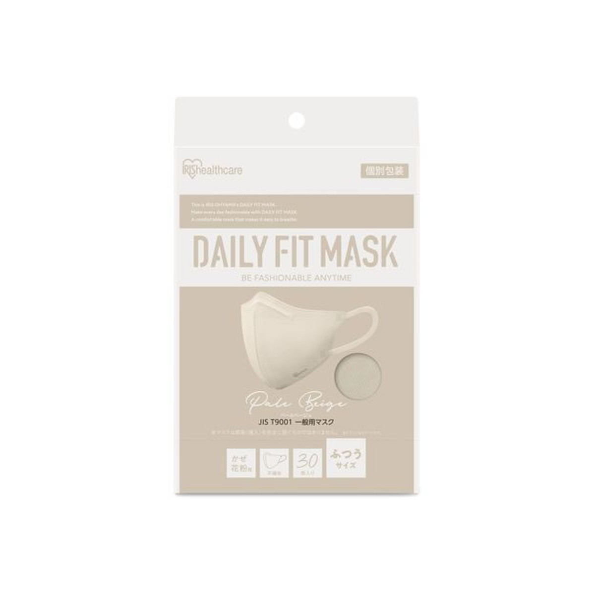 【送料込・まとめ買い×6点セット】アイリスオーヤマ DAILY FIT MASK デイリーフィットマスク 立体 ふつうサイズ 30枚 ペールベージュ RK-F30SXQ 個別包装