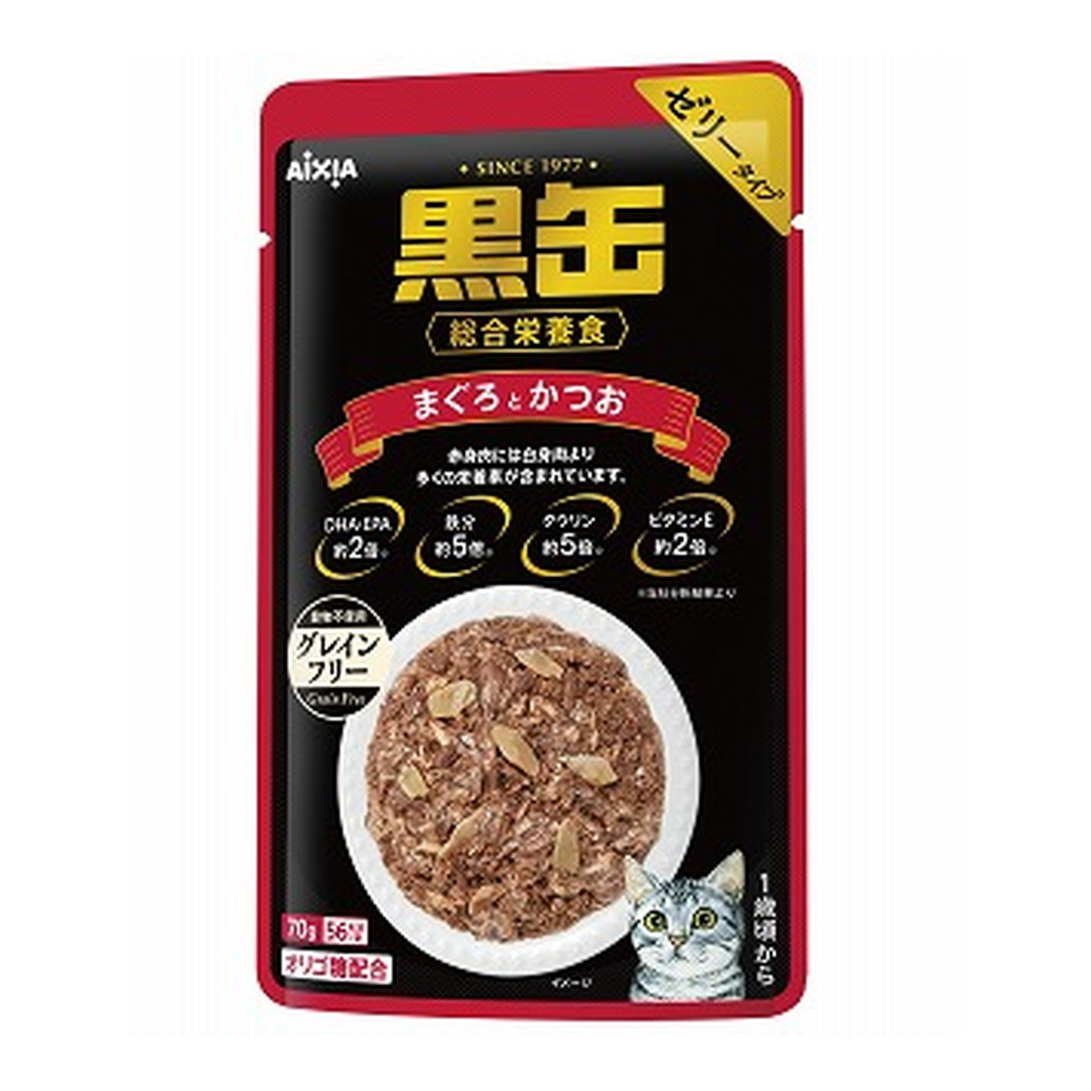 【送料込・まとめ買い×120個セット】アイシア AIXIA 黒缶 総合栄養食 まぐろとかつお ゼリータイプ 70g