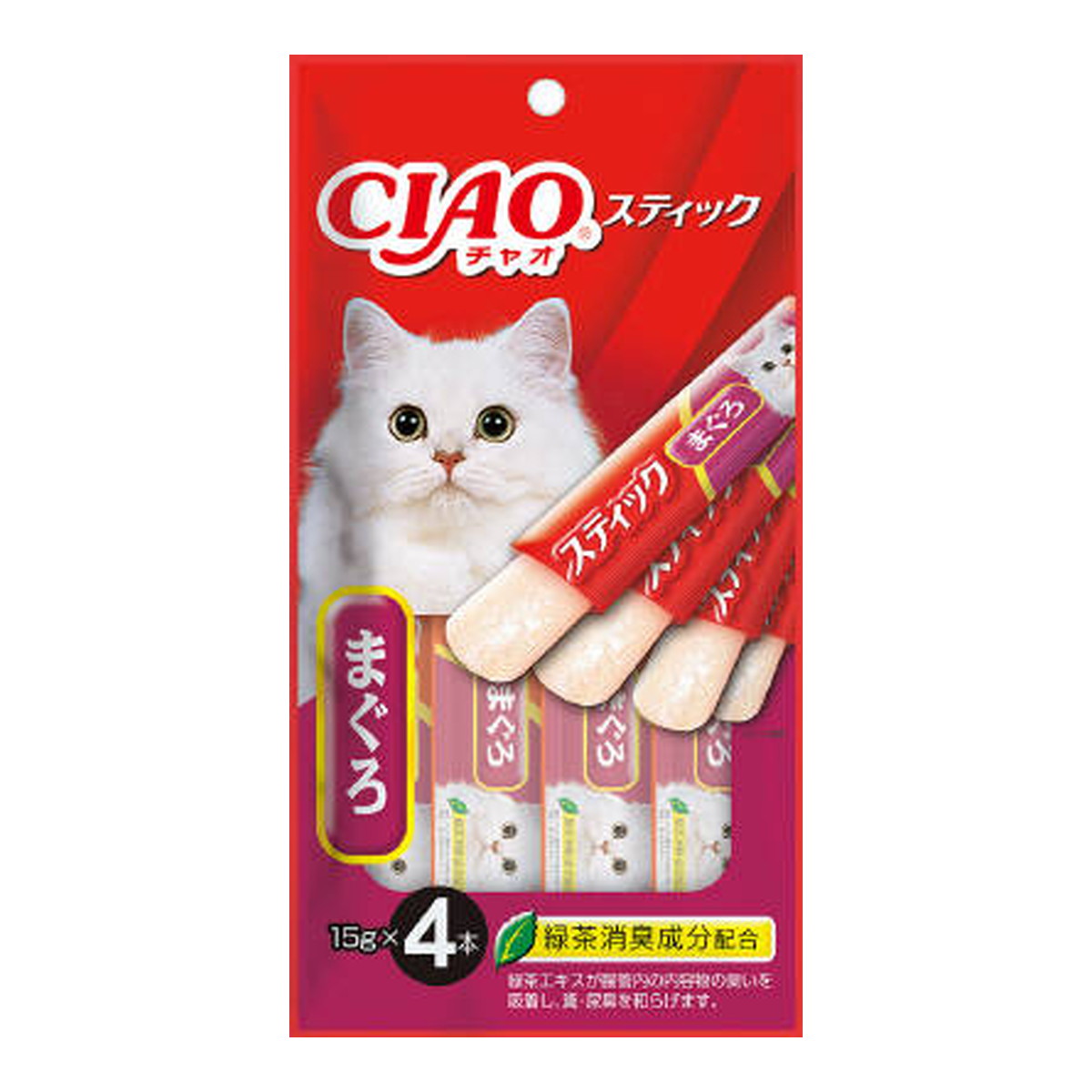 【送料込・まとめ買い&times;48個セット】いなば チャオ CIAO スティック まぐろ 15g&times;4本入 キャットフード｜姫路流通センター