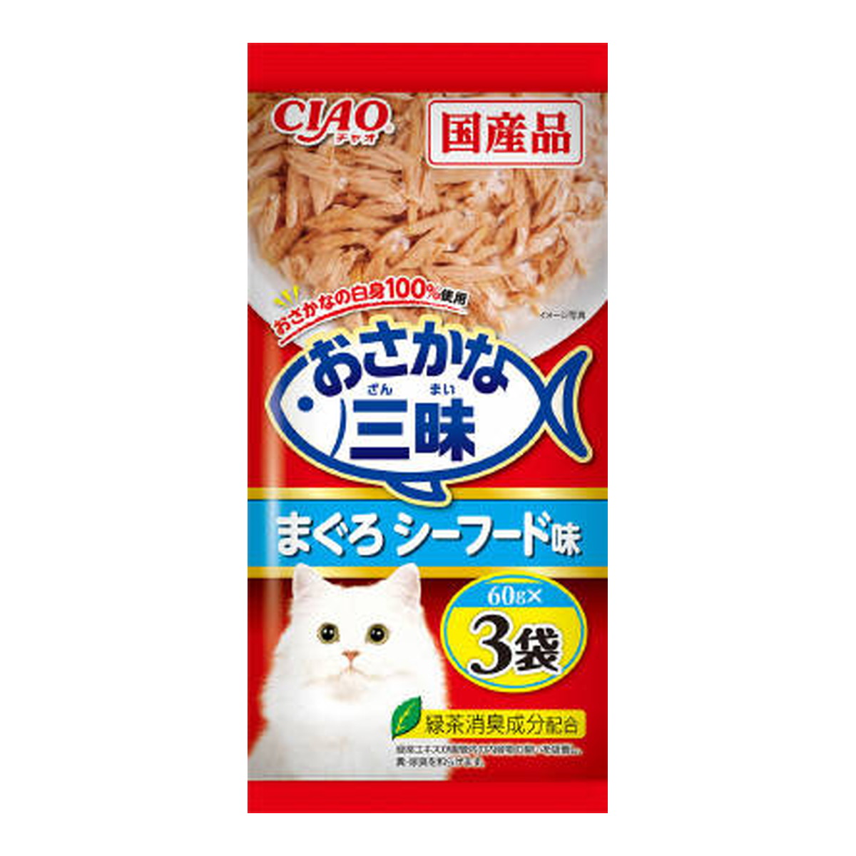 【送料込・まとめ買い×16個セット】いなばペットフード チャオ おさかな三昧 まぐろシーフード味 60g×3袋