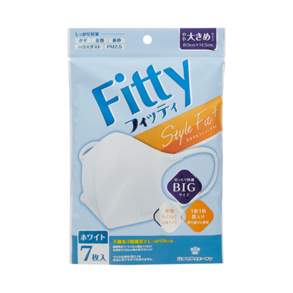 【送料込・まとめ買い&times;160個セット】タマガワエーザイ Fitty フィッティ スタイルフィットプラス 立体 やや大きめ ホワイト 7枚入｜姫路流通センター 29,680円
