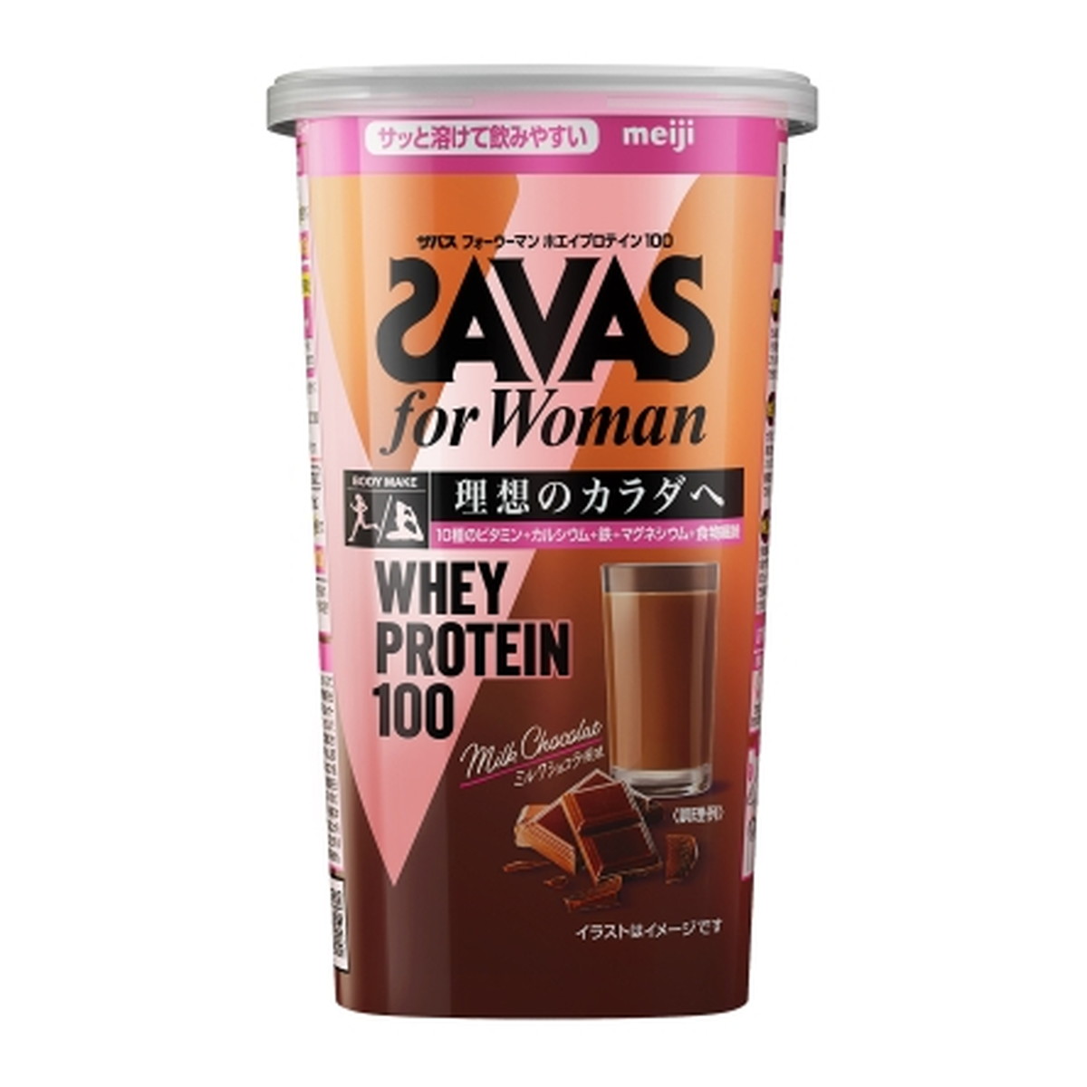 【送料込・まとめ買い×4点セット】ザバス for woman フォーウーマン ホエイプロテイン100 マルチビタミン&ミネラル ミルクショコラ風味 280g