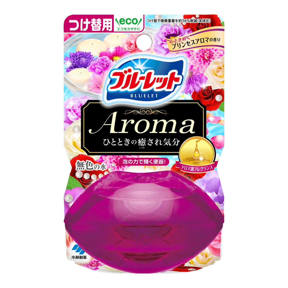 【送料込・まとめ買い×48個セット】小林製薬 液体ブルーレット おくだけ アロマ つけ替用 心ときめくプリンセスアロマの香り 70ml
