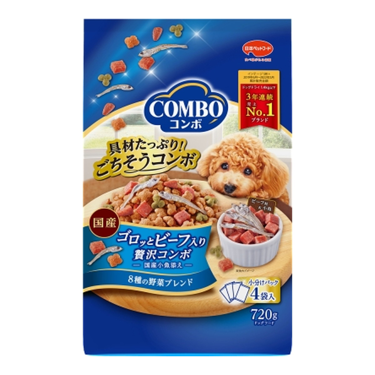 【送料込・まとめ買い×12個セット】日本ペットフード コンボ ドッグ ゴロッとビーフ入り 720g ドッグフード