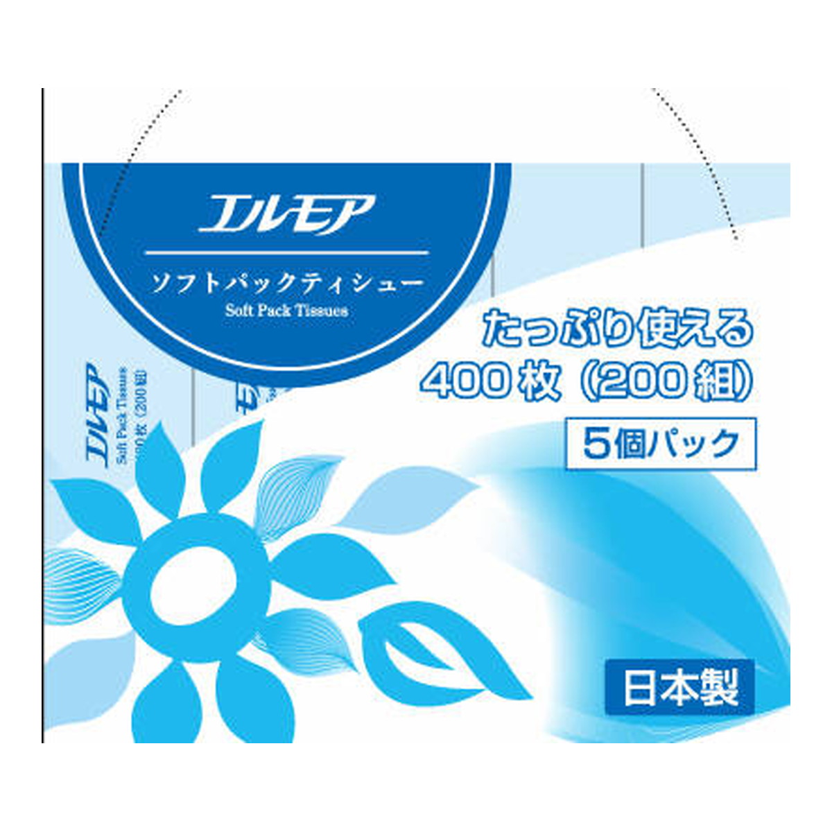 楽天市場】カミ商事 エルモア ソフトパックティシュー 400枚(200組)×5