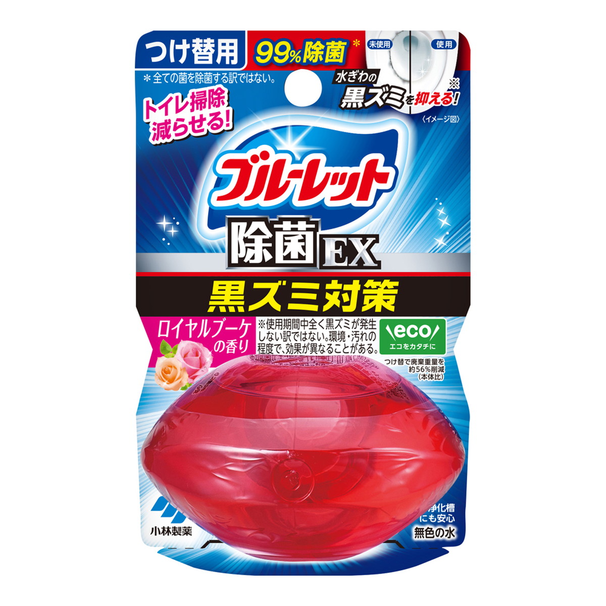 【送料込・まとめ買い&times;48個セット】小林製薬 液体 ブルーレットおくだけ 除菌EX つけ替用 ロイヤルブーケの香り 67ml トイレ用洗剤｜姫路流通センター