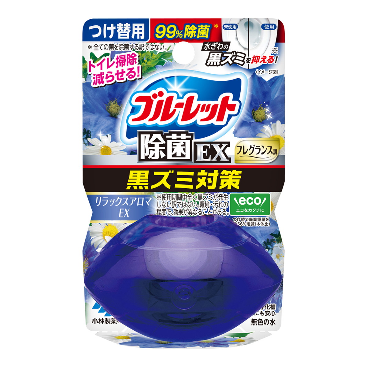 【送料込・まとめ買い×48個セット】小林製薬 液体 ブルーレットおくだけ 除菌EX フレグランス つけ替用 リラックスアロマEX 67ml トイレ用洗剤|姫路流通センター