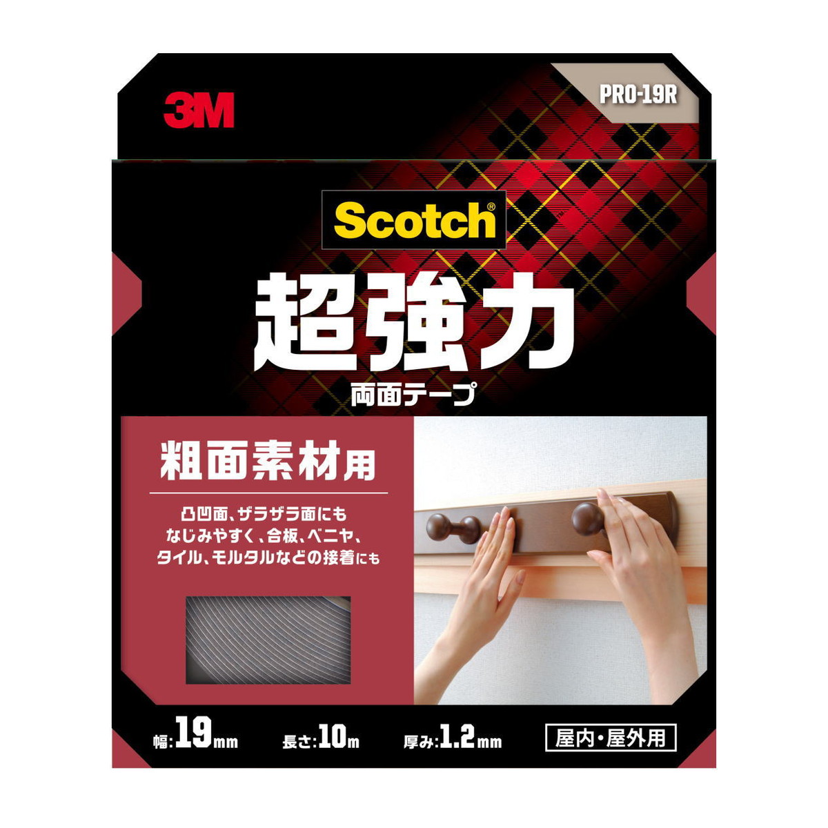 【送料込・まとめ買い×10個セット】3M スコッチ 超強力 両面テープ 粗面素材用 19mm×10m