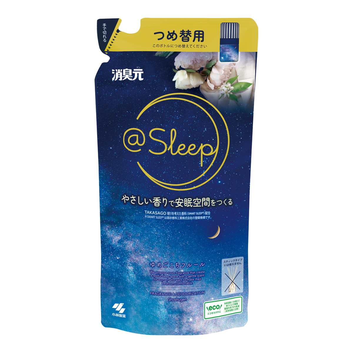 【送料込・まとめ買い×12個セット】小林製薬 消臭元 @Sleep つめ替用 ゆめごこちフルール 400ml