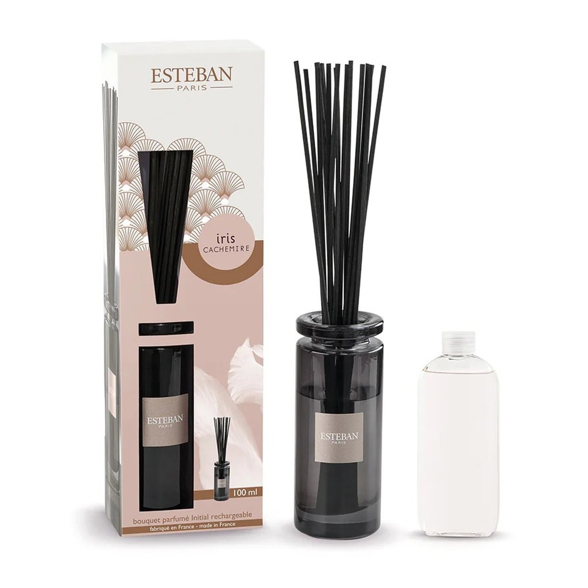 【送料込・まとめ買い×3個セット】日本香堂 エステバン ESTEBAN イリスカシミア イニシャルラタンブーケディフューザー 芳香剤 100mL|姫路流通センター