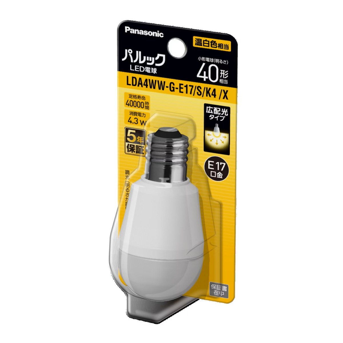 【送料込・まとめ買い×5個セット】パナソニック Panasonic LDA4WWGE17SK4X パルック LED電球 40形 温白色 6,677円