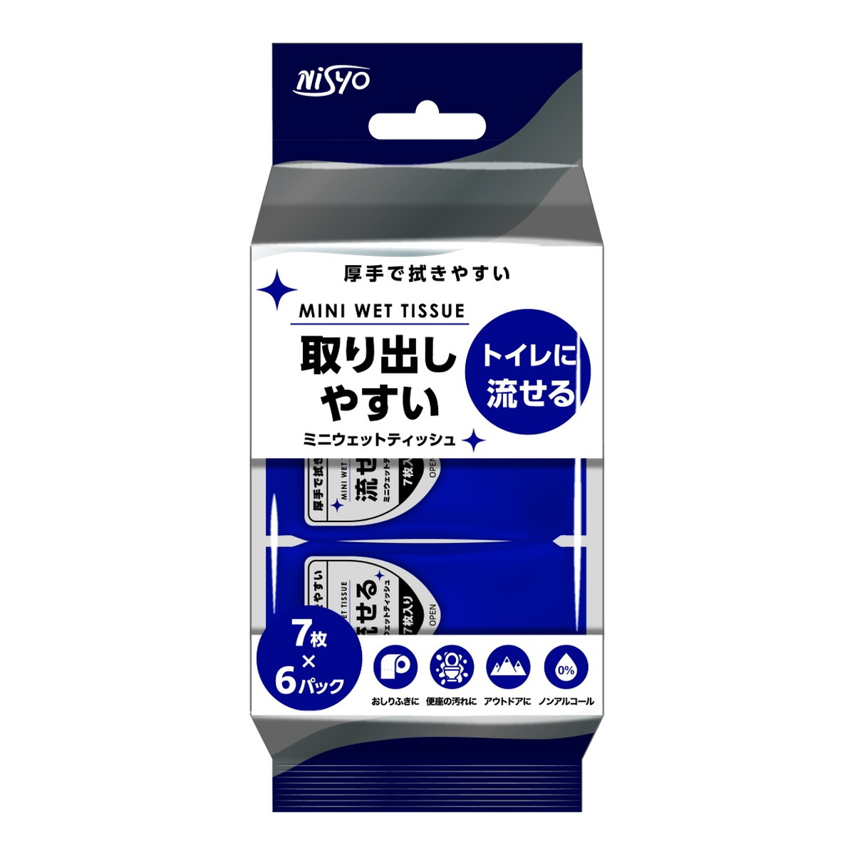 【送料込・まとめ買い×30個セット】日翔 トイレに流せる ミニウェットティッシュ 7枚×6パック 8,495円