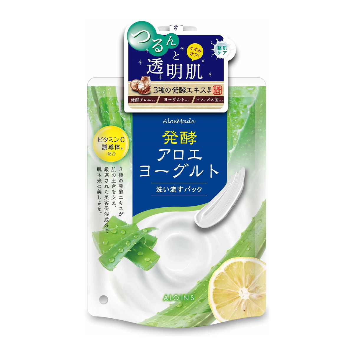 【送料込・まとめ買い×24個セット】アロインス化粧品 アロエメイド 発酵アロエヨーグルト 洗い流すパック 170g