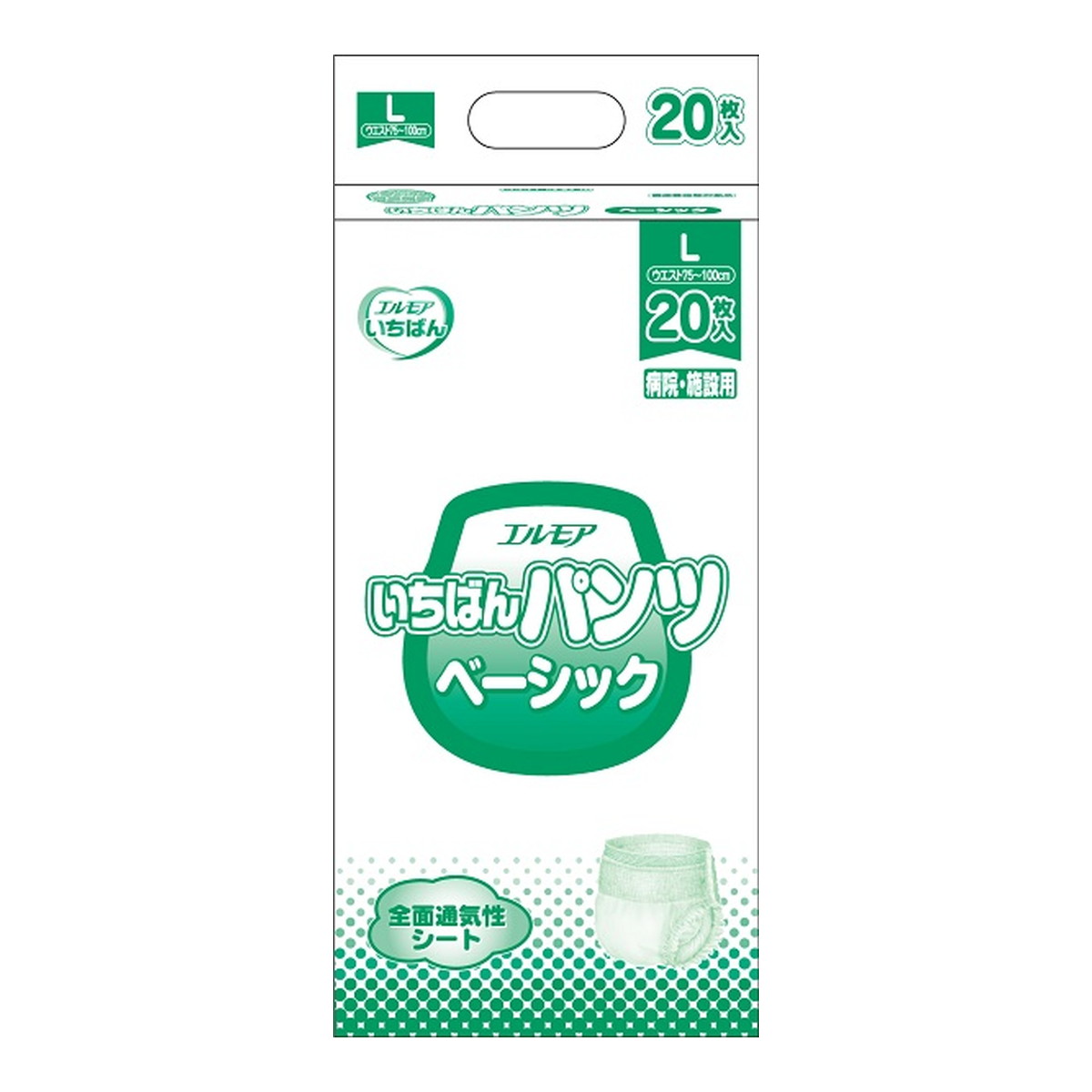 【送料込・まとめ買い×6個セット】カミ商事 エルモアいちばん パンツ ベーシック 病院・施設用 Lサイズ 20枚 大人用紙おむつ パンツタイプ 介護