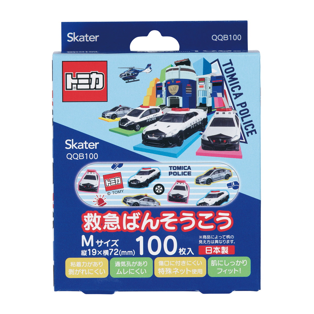 【送料込・まとめ買い×120個セット】スケーター 救急ばんそうこう M QQB100 トミカ 100枚入