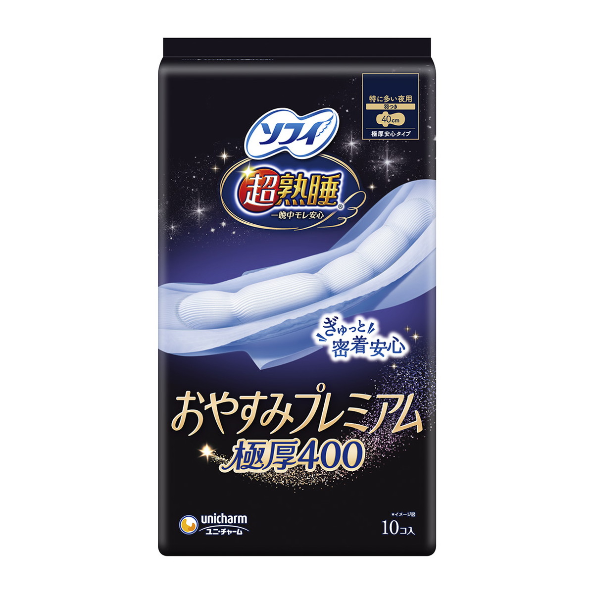 【送料込・まとめ買い&times;18個セット】ユニ・チャーム ソフィ 超熟睡 おやすみプレミアム 極厚400 生理用品 10コ入 生理用ナプキン｜姫路流通センター