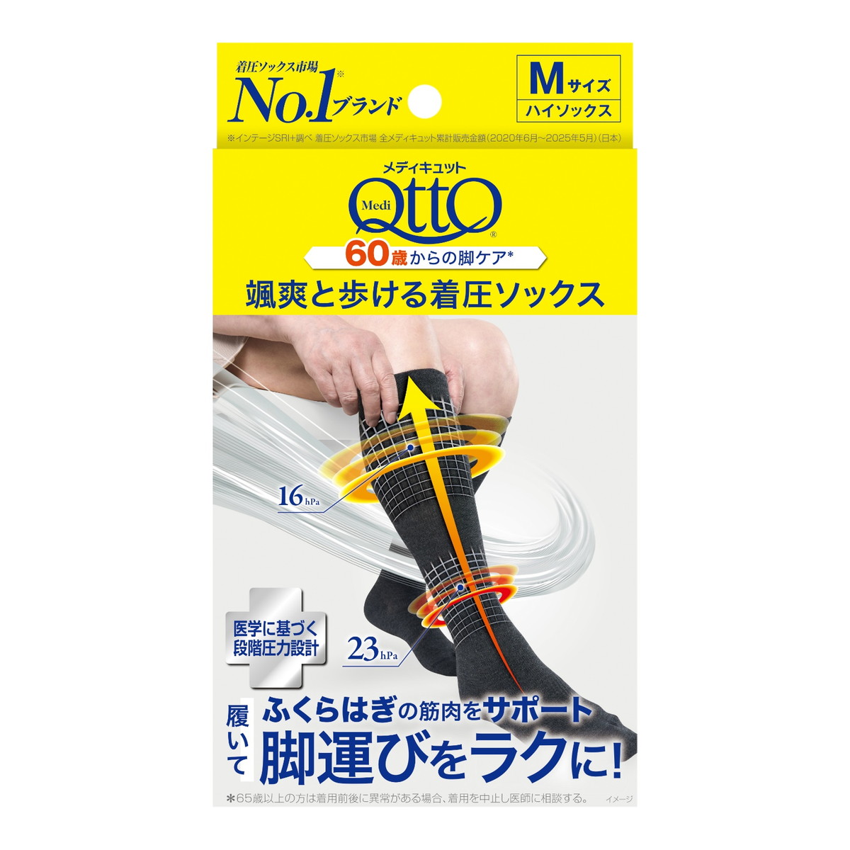 【送料込・まとめ買い×5個セット】ドクター・ショール メディキュット さっそうと歩ける 着圧ソックス M ダークグレー ハイソックス