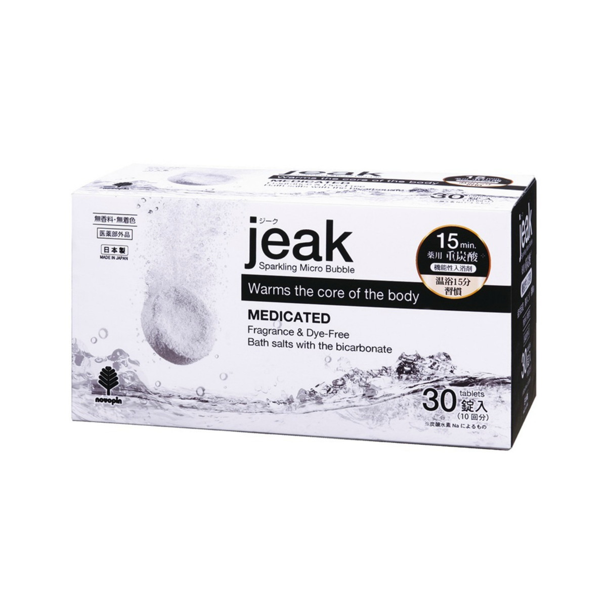 【送料込・まとめ買い×5個セット】紀陽除虫菊 ノボピン 薬用 重炭酸 jeak ジーク 30錠 機能性入浴剤|姫路流通センター