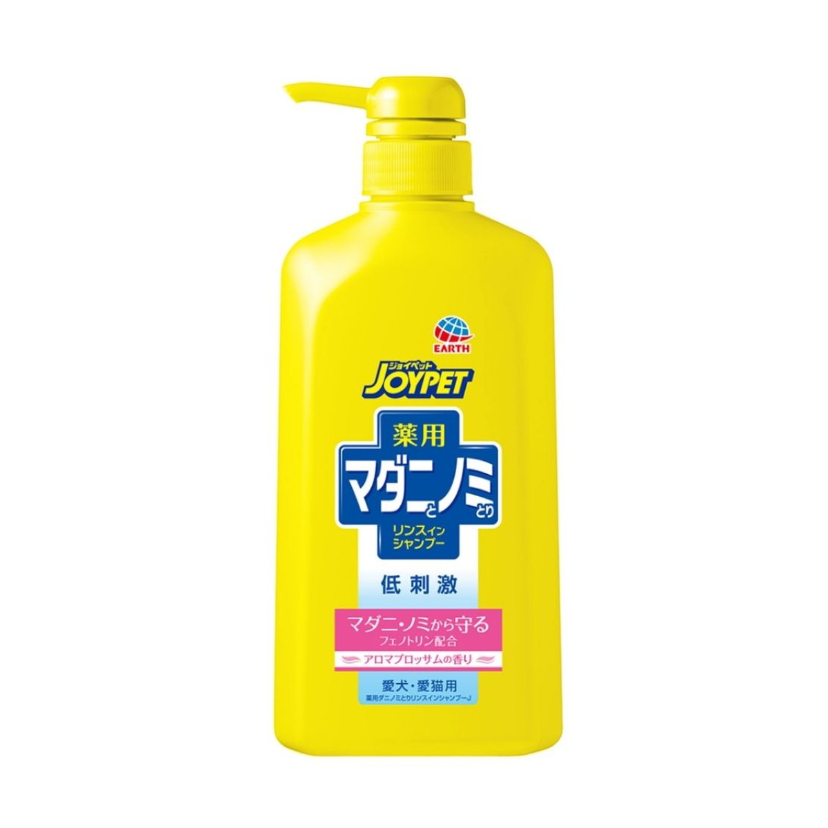 【送料込・まとめ買い×15個セット】アース・ペット ジョイペット 薬用 マダニとノミとりシャンプー アロマブロッサムの香り ポンプ 本体 600mL 愛犬・愛猫用