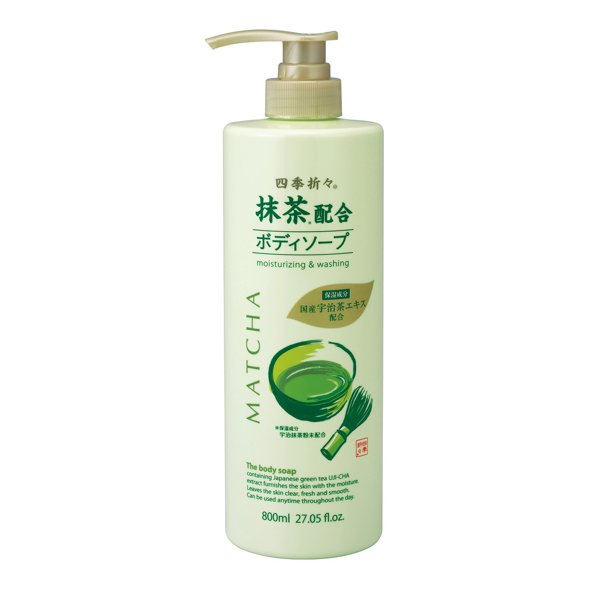 【送料込・まとめ買い×12個セット】熊野油脂 四季折々 抹茶配合 ボディソープ 800mL