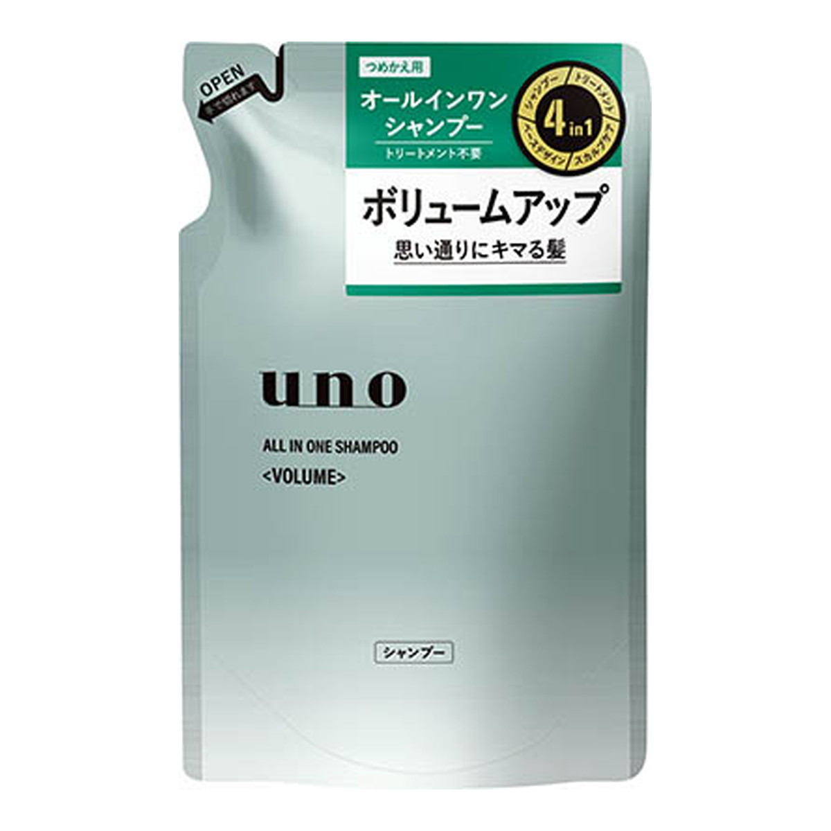 【送料込・まとめ買い&times;10個セット】ウーノ オールインワンシャンプー ボリューム つめかえ用 400mL｜姫路流通センター